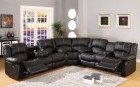 Ayden Black Bonded Leather 3 Piece Reclining Sectional w/ Drop Down Console