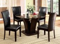 Colette Dark Cherry Solid Wood Five Piece Glass Top Dining Set